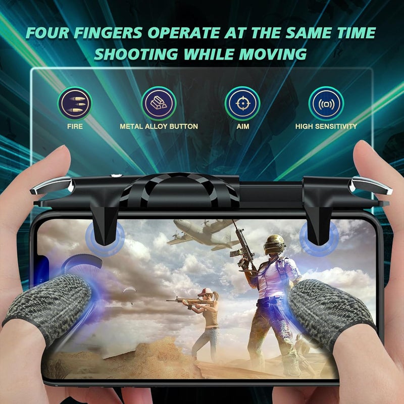 EasEasy Phone Game Trigger for iOS/Android, Mobile Gamepad Controller Compatible for PUBG/Knives Out/Call of Duty, Sensitive Aim & Shoot PUBG Trigger with Gaming Finger Sleeves - Image 2